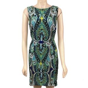 Shift Dress Womens Blue Green Paisley Summer Spring Dress by AB Studios Size 12